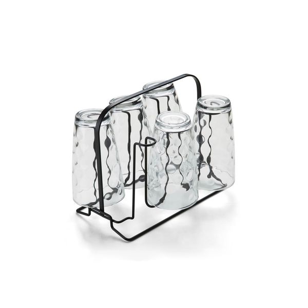 Porta Copos Arthi Black em Aço Preto para 6 Copos Porta Copos Arthi Black em Aço Preto para 6 Copos